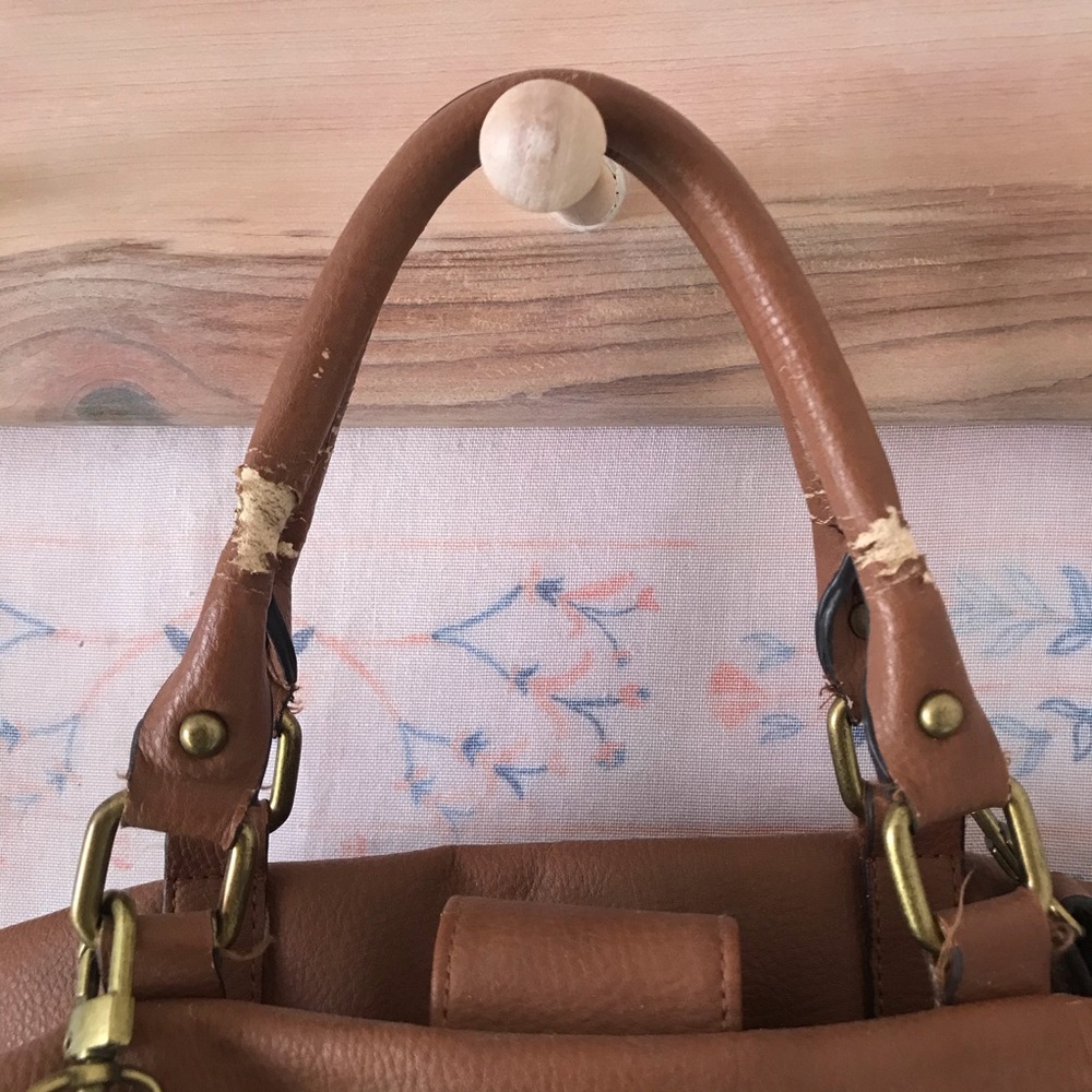 Merona Brown Faux Leather Satchel Purse - Picture 12 of 14